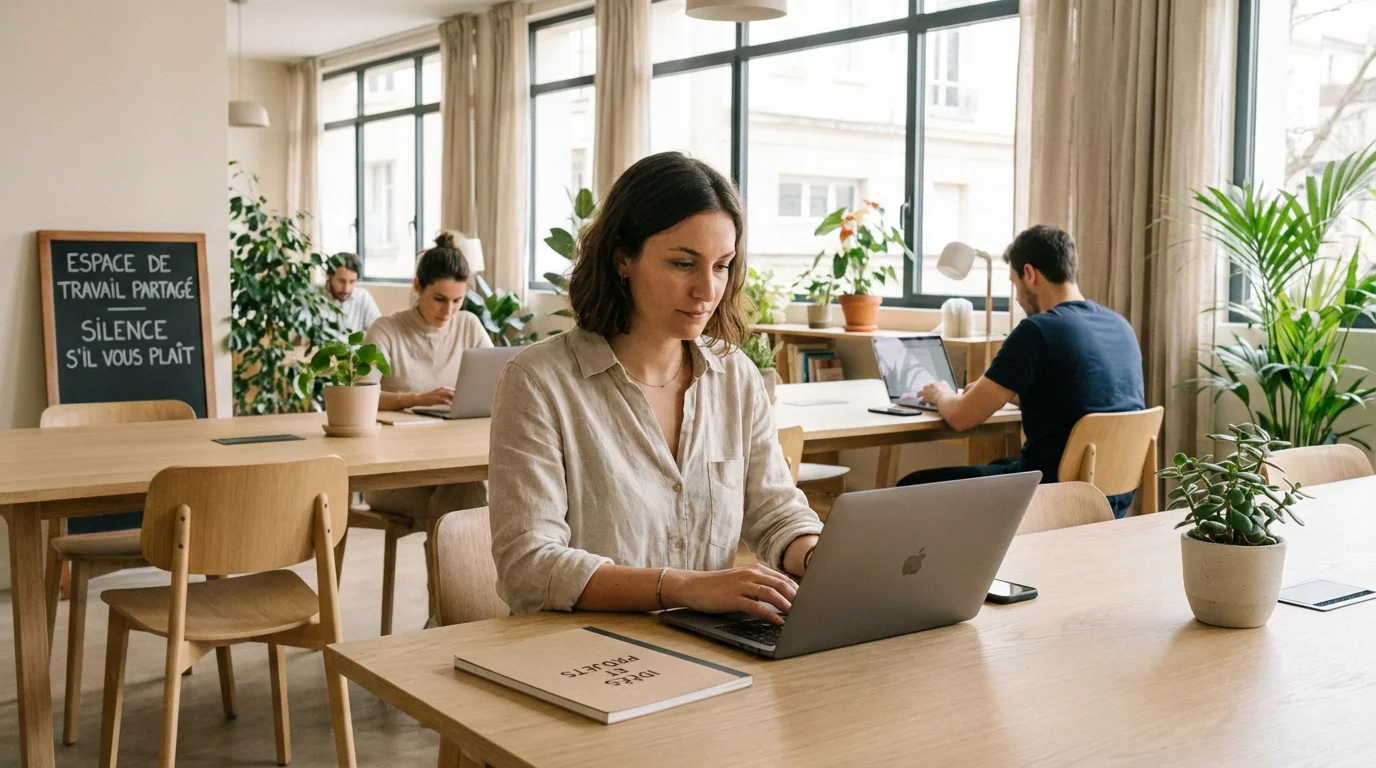 Freelance travaillant en portage salarial depuis un espace de coworking